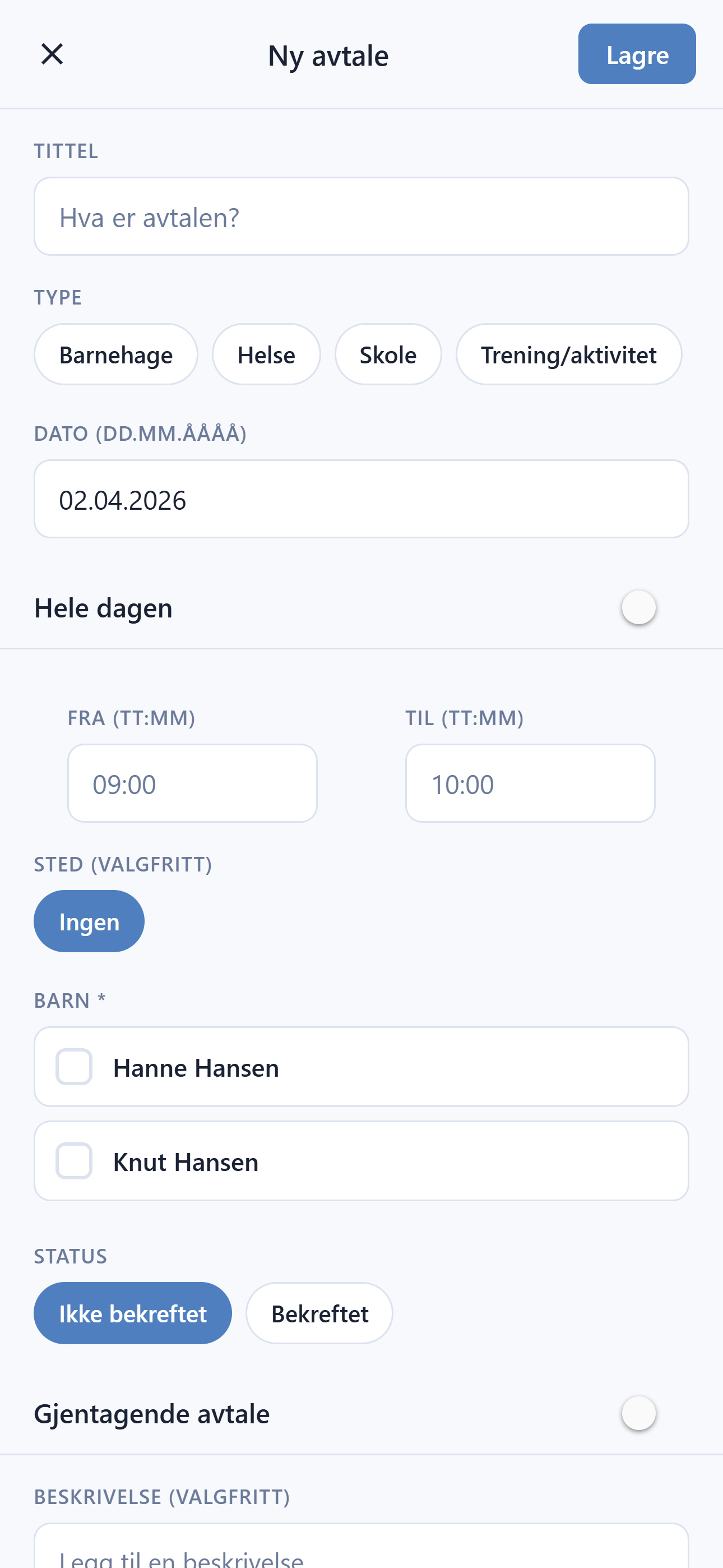 Samværsavtale i Kaoskontroll