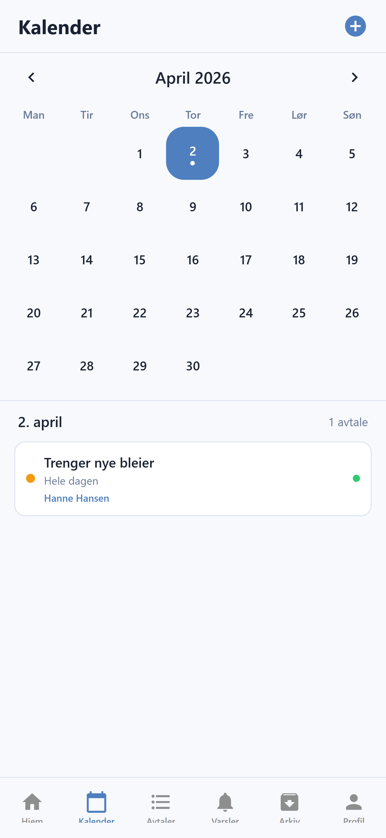 Felles kalender i Kaoskontroll